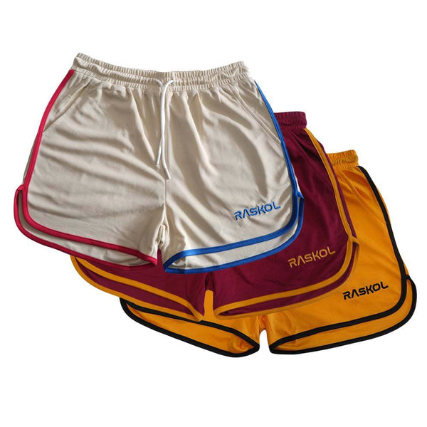 80s Fashion Mens 80s Gym Shorts RASKOL Retro Cream Classic Shorts