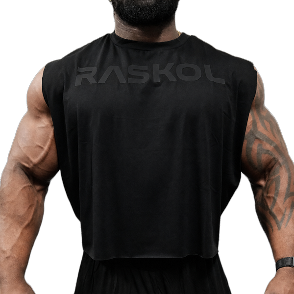 RASKOL Retro Cutoff Tank Top (BLACK with Black Logo) – Raskol Apparel