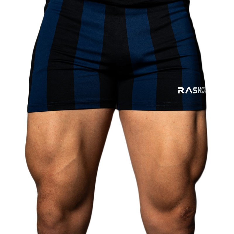 RASKOL Blue Striped Bodybuilding Compression Shorts