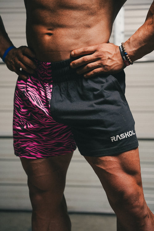 SPLIT PINK TIGER DUMPYS SHORTS (5" Inseam)