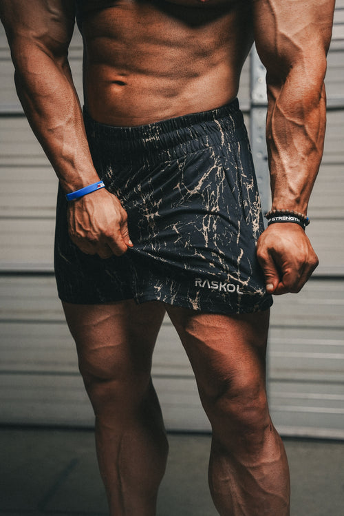 BLACK MARBLE DUMPYS SHORTS (5" Inseam)