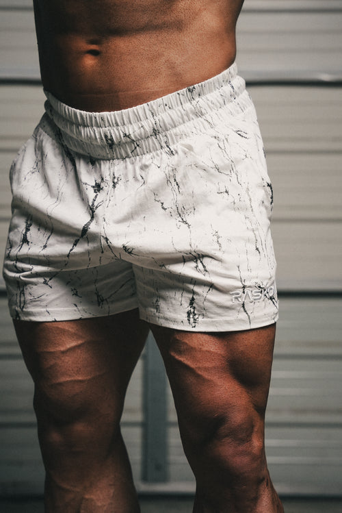 WHITE MARBLE DUMPYS SHORTS (5" Inseam)