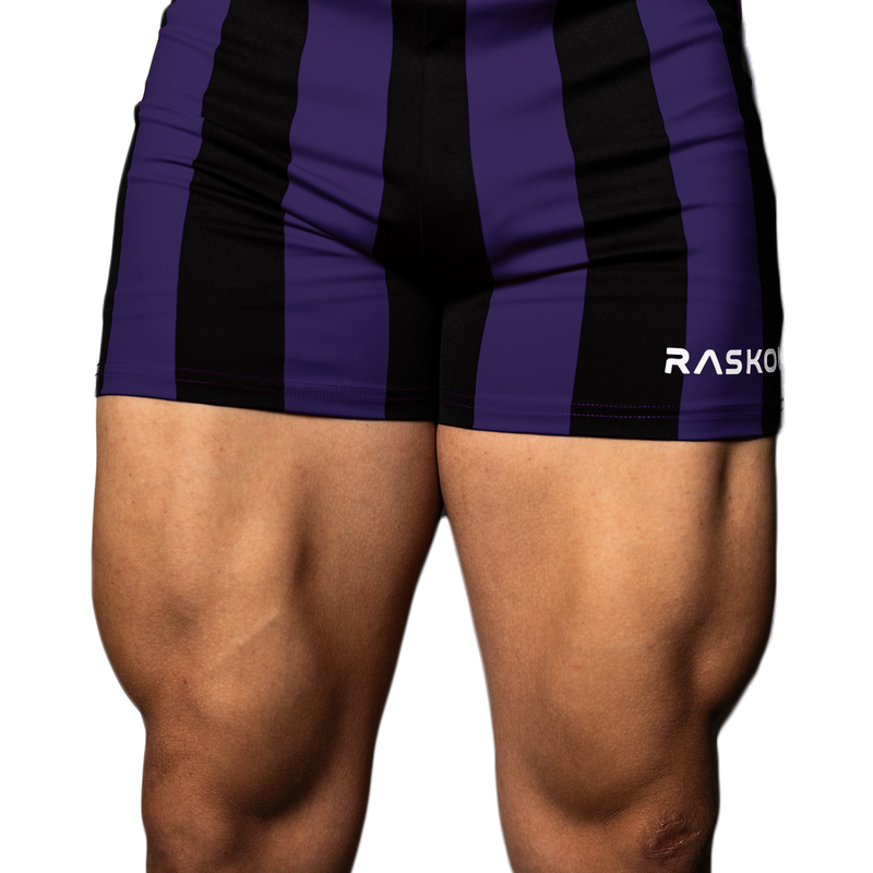 RASKOL Purple Striped Bodybuilding Compression Shorts