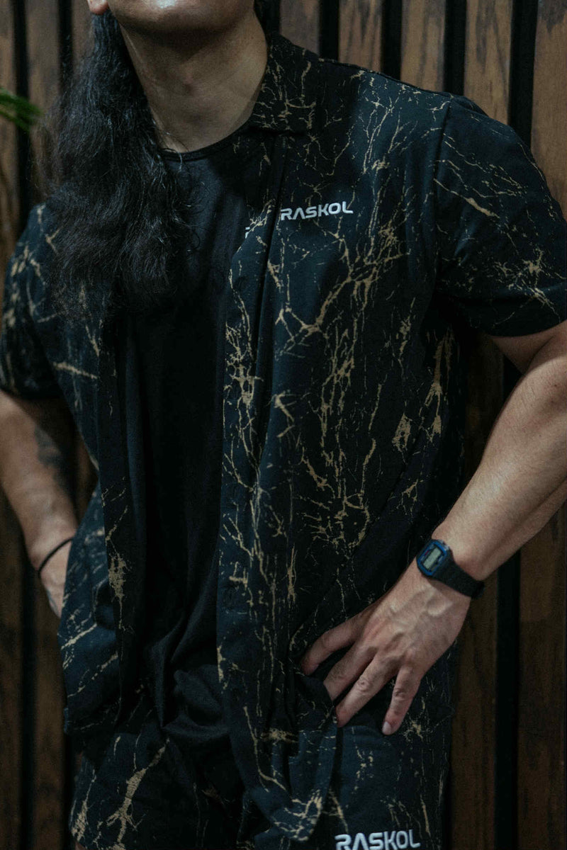 BLACK MARBLE (Post-Workout Button Up Top)