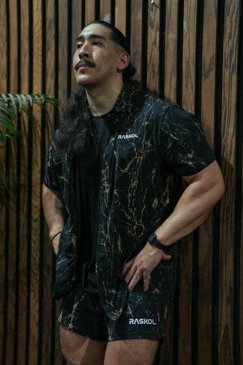 BLACK MARBLE (Post-Workout Button Up Top)