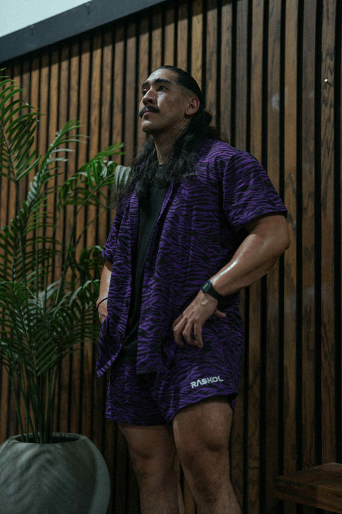 PURPLE TIGER (Post-Workout Button Up Top)