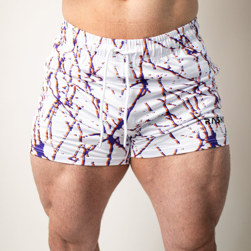 WHITE LIGHTNING APEX Bodybuilding Shorts