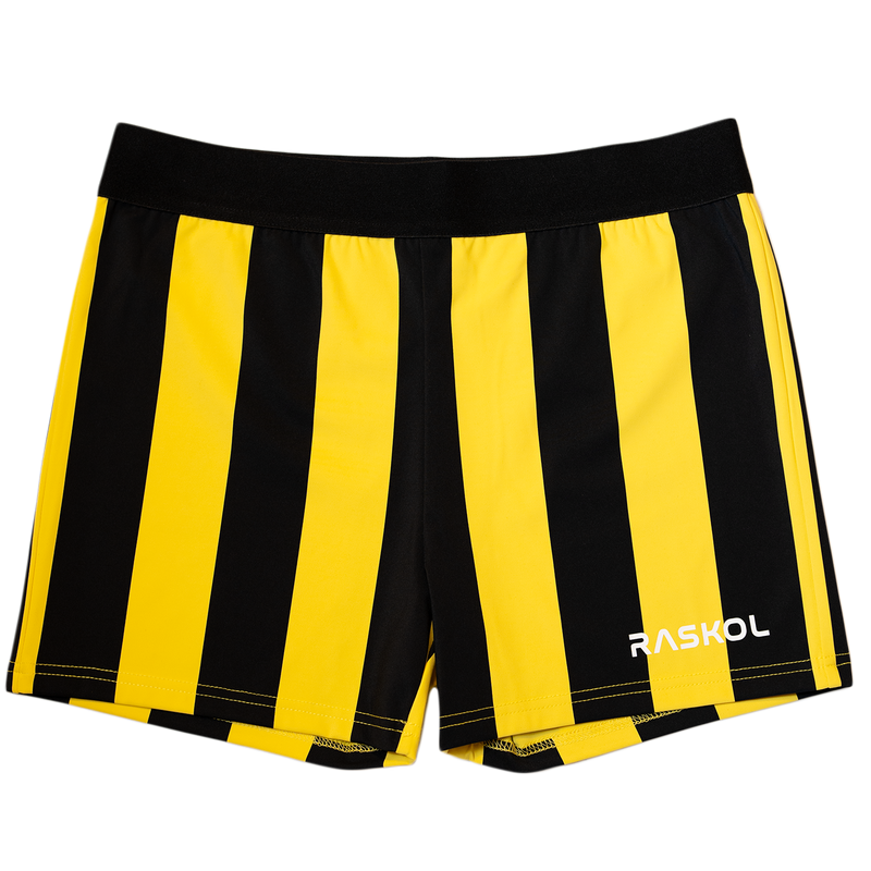 RASKOL Yellow Striped Bodybuilding Compression Shorts